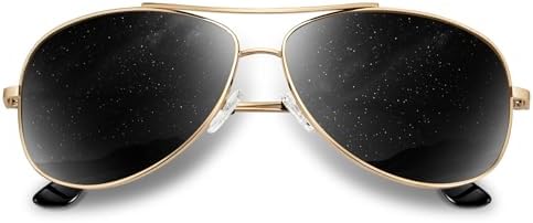 Aviator Lightweight Polarized Sunglasses, Gold / Black
