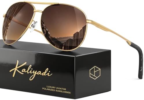 Aviator Lightweight Polarized Sunglasses, Gold / Brown
