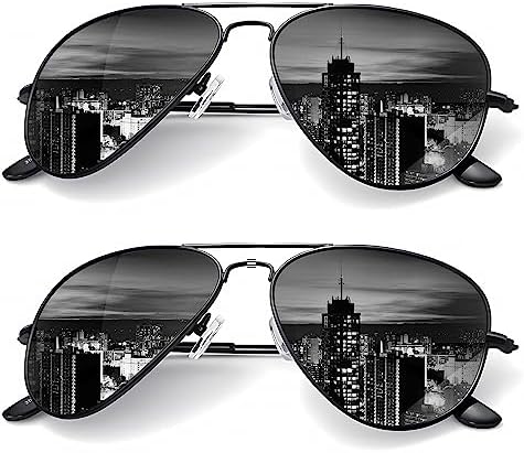 Classic Aviator Polarized Sunglasses, 58mm, 2-Pack, E Black