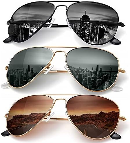 Classic Aviator Polarized Sunglasses, 62mm, 3-Pack