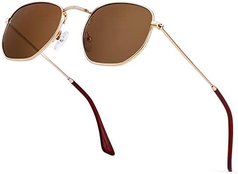 Hexagon Polarized Sunglasses, Gold / Brown (Hexagonal)