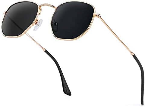 Hexagon Polarized Sunglasses, Gold / Grey (Hexagonal)