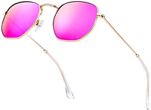 Hexagon Polarized Sunglasses, Gold / Pink (Hexagonal)
