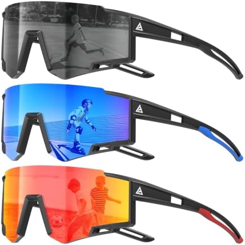 Kids Sport Polarized Sunglasses for Running & Cycling, Age 6-14, Style A02