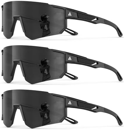 Kids Sport Sunglasses for Running & Baseball, Age 6-14, Black
