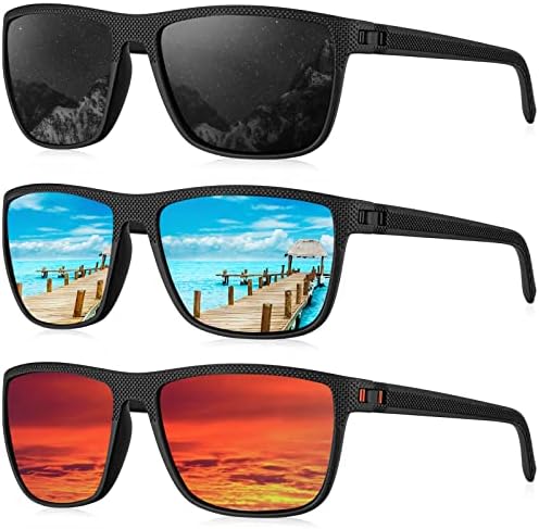 Lightweight Polarized Sunglasses for Driving & Fishing, Black/Ice…