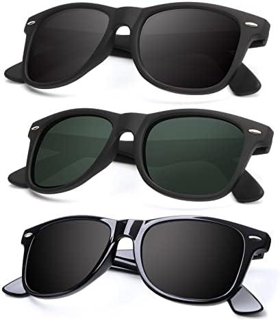 Mirror Lens Polarized Sunglasses, 3-Pack, Black / Black G15 / Glossy Black
