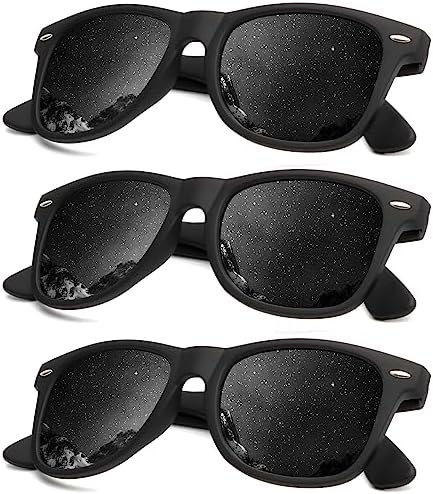 Mirror Lens Polarized Sunglasses, 3-Pack, Black