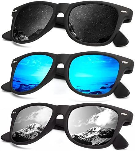 Mirror Lens Polarized Sunglasses, Black / Blue / Silver