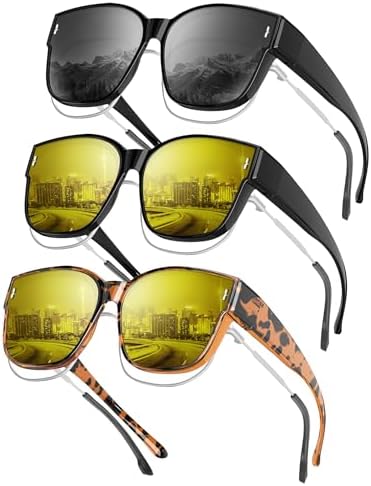 Night Driving Glasses, Black / Grey / Leopard