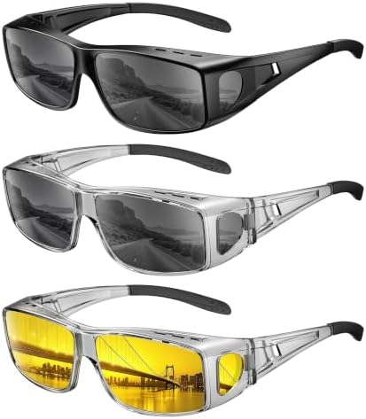 Night Driving Glasses, Glossy Black / Grey / Transparent Grey
