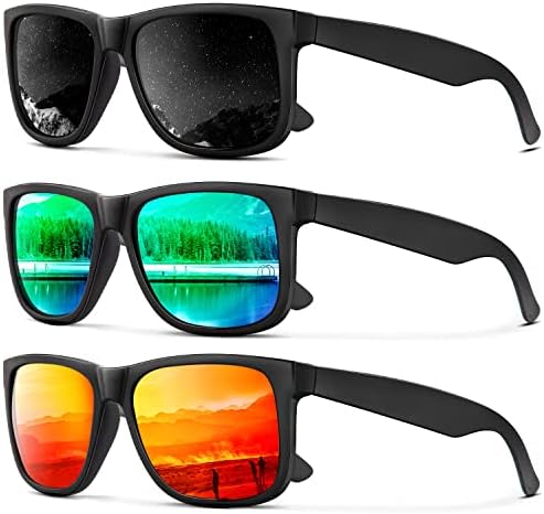 Polarized Sunglasses, 3-Pack, Grey/Green/Orange