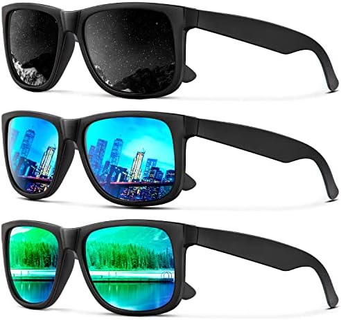 Polarized Sunglasses, 3-Pack, Grey/Ice Blue/Green