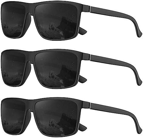 Polarized Sunglasses for Driving & Fishing, 3-Pack, Black