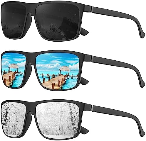 Polarized Sunglasses for Driving & Fishing, 3-Pack, Mens