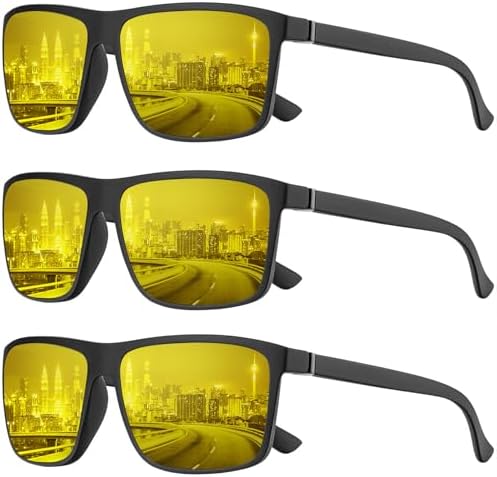 Polarized Sunglasses for Driving & Fishing, 3-Pack, Yellow