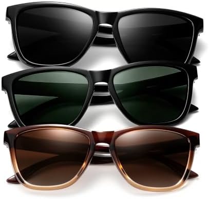 Retro Polarized Sunglasses for Driving, Black / G15 / Gradient Brown
