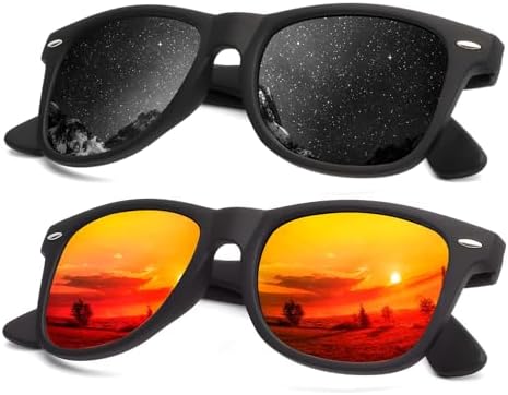 Retro Polarized Sunglasses for Driving, Black / Orange