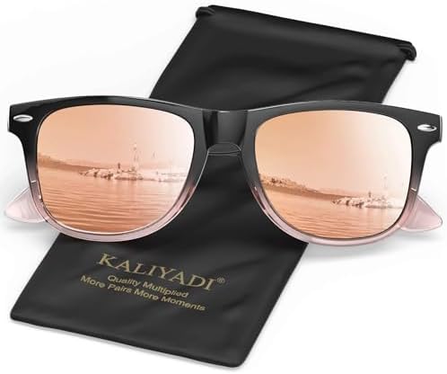 Retro Polarized Sunglasses for Driving, Gradient Black Frame Rose Pink