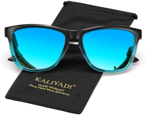 Retro Polarized Sunglasses for Driving, Gradient Blue Frame Blue