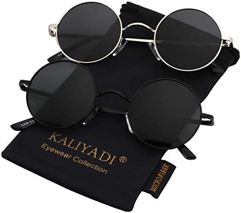 Round Halloween Polarized Sunglasses, Black Frame Black Lens