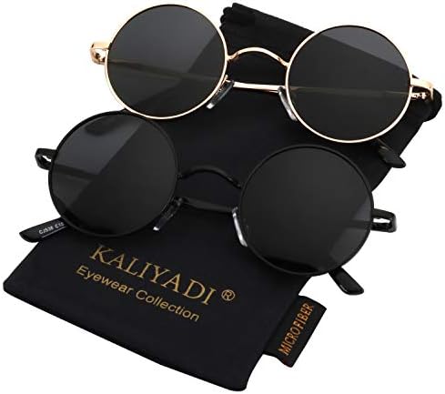 Round Retro Polarized Sunglasses, 45mm, 2-Pack