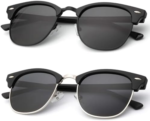 Semi-Rimless Polarized Sunglasses, Black