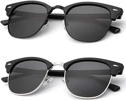 Semi-Rimless Polarized Sunglasses, Glossy Black / Matte Black