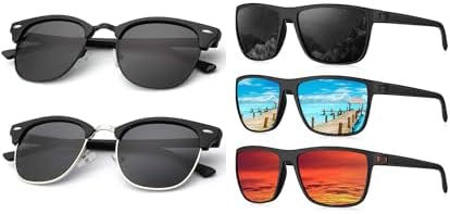 Semi-Rimless Polarized Sunglasses, Mens Polarized Bundle