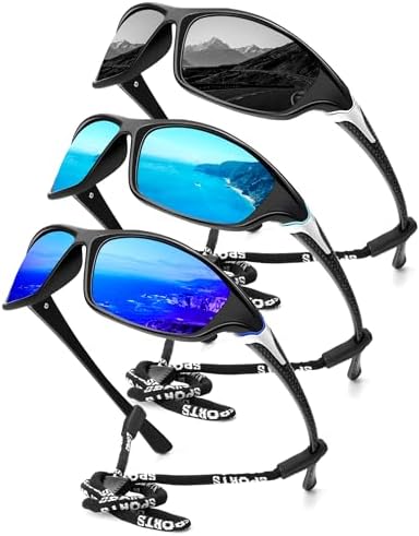 Sport Polarized Sunglasses for Driving & Fishing, 3-Pack…