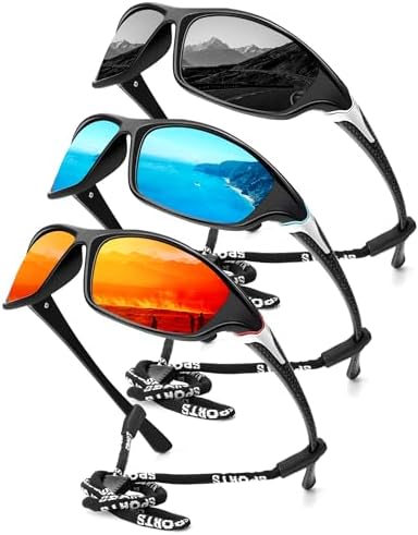 Sport Polarized Sunglasses for Driving & Fishing, 3-Pack…
