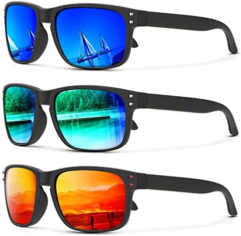 Vintage Polarized Sunglasses for Driving & Fishing, 3-Pack, Mens Running