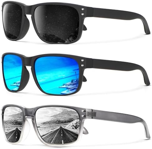 Vintage Polarized Sunglasses for Driving & Fishing, 3-Pack, Running