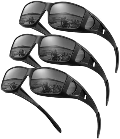 Wrap-Around Polarized Sunglasses, Matte Black / Grey